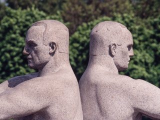 Sturköpfe in Granit  Oslo - Vigeland-Skulpturen im Frognerpark : Norwegen, xDias-Norwegen