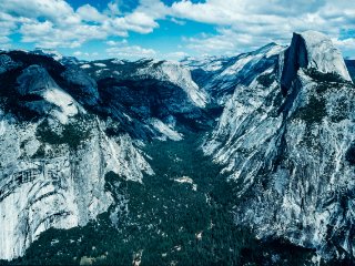 Was für ein Ausblick...  Yosemite Valley mit Half Dome, Yosemite Nationalpark : California, Half Dome, OM2, Olympus, Slide, USA, Yosemite, xDias-USA